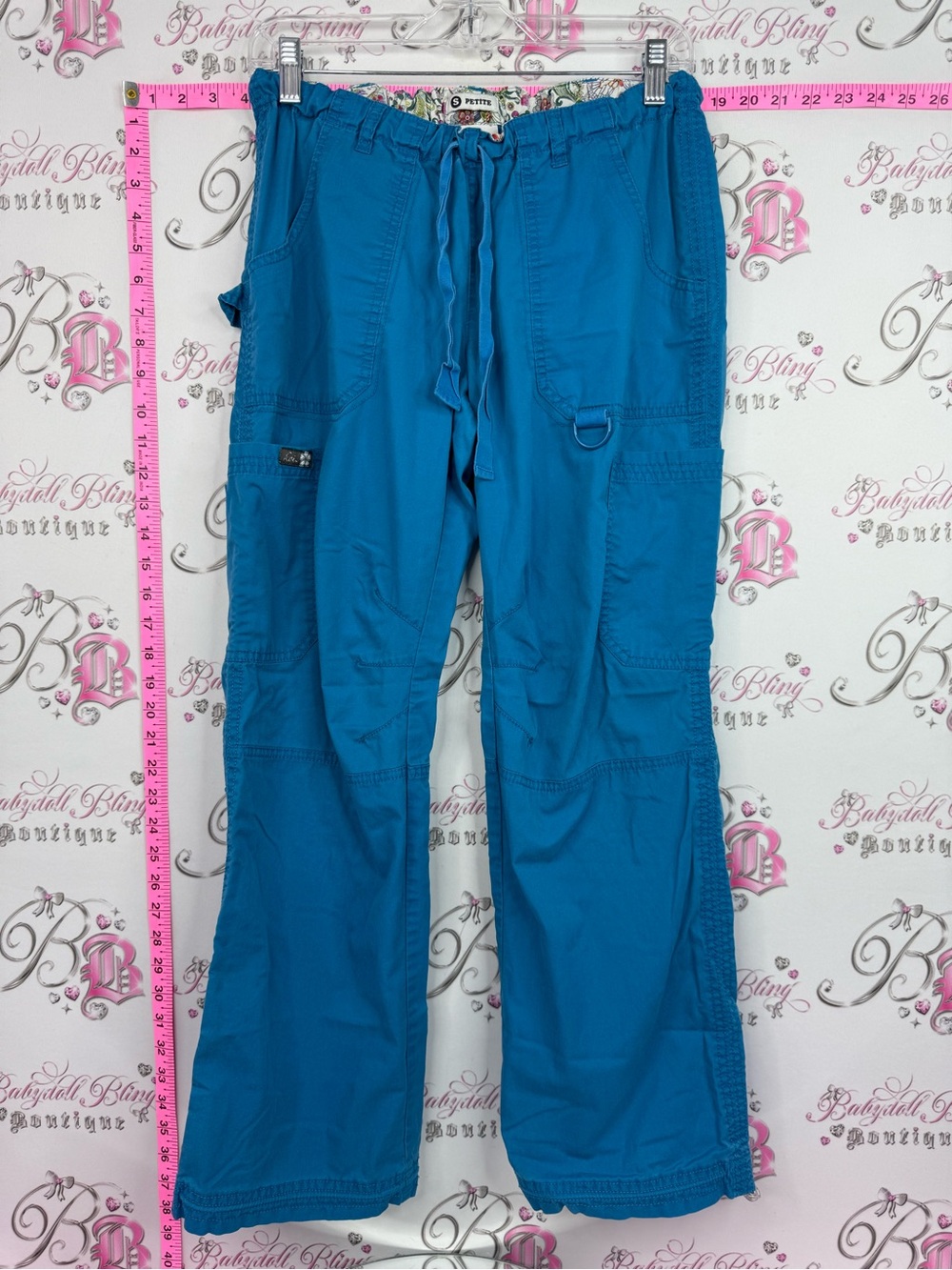 KOI cargo pants scrubs Teal Blue Medical Scrub Pants with Utility Pockets